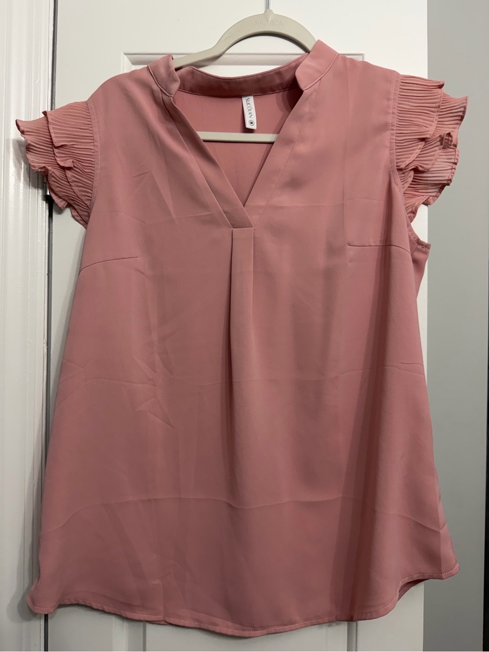 SUCOLAN Dusty Rose V-Neck Blouse - Medium